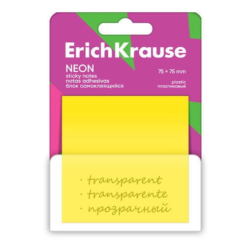 Picture of EK PLASTIC STICKY NOTES NEON YELLOW 75X75MM